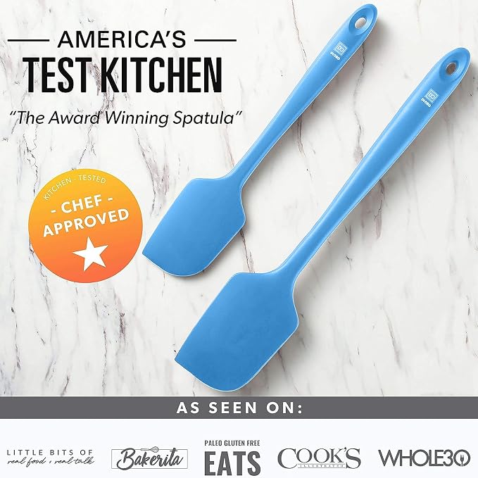 DI ORO Silicone Spatula Set - Rubber Kitchen Spatulas for Baking, Cooking, & Mixing - 600°F Heat-Resistant & BPA Free Silicone Scraper Spatulas for Nonstick Cookware - Dishwasher Safe (5pc, Blue) - Image 7