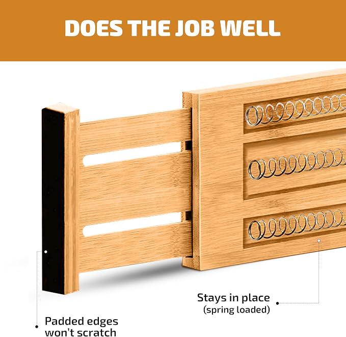 6-Pack Drawer Dividers 6-Inch High Dresser Drawer Organizer 11.5 to 17 Inch | Bamboo, Spring Loaded, No Tools Needed, for Clothes, Utensils, Socks and Deep Drawers in Bedroom, Bathroom, Kitchen, Office - Image 5
