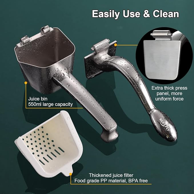 SUCCFLY Stainless Steel Lemon Squeezer, Heavy Duty Manual Citrus Juicer | Ergonomic Handle Labor-saving, Large Capacity, Detachable, Dishwasher Safety, Hand Juicer for Lime Orange, 5 Year Warranty - Image 6