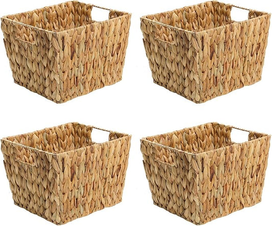 Trademark Innovations Hyacinth Storage Basket with Handles, Rectangular (Set of 4, 11.5") by Trademark+Innovations