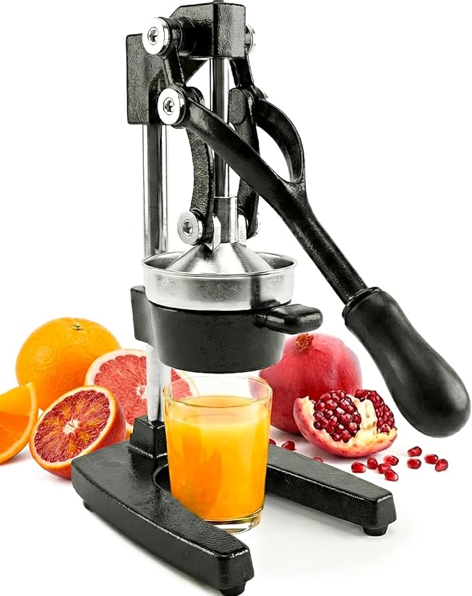 Eurolux Ultra-Premium Cast Iron Juicer | Extra-Large, Heavy Duty, Commercial Grade, Stainless Steel Manual Hand Press Citrus Squeezer For Fresh Orange Juice, Pomegranate, Lemon, and Much More (Black) by Eurolux