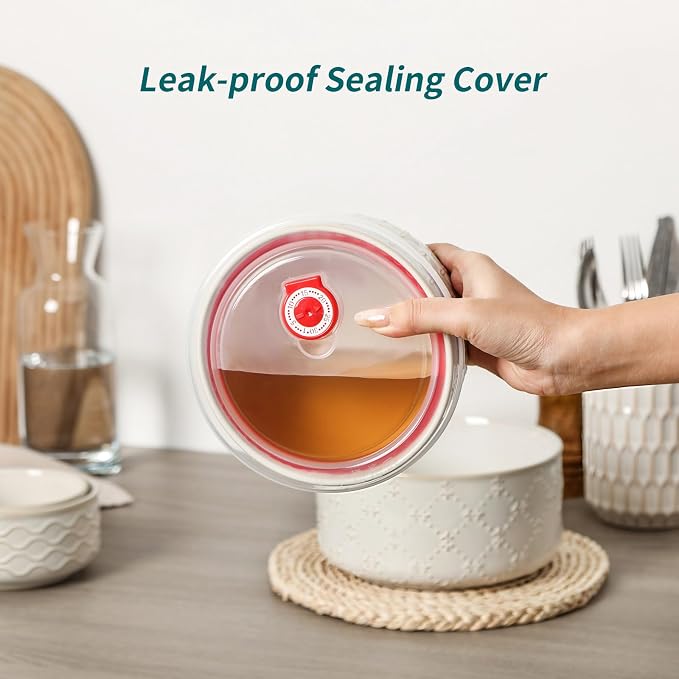 vicrays Ceramic Nesting Bowls with Lids, Set of 4, Embossed Serving Bowls for Food Storage, Popcorn, Salad etc, Microwave & Dishwasher Safe, 10oz to 53oz - Image 6