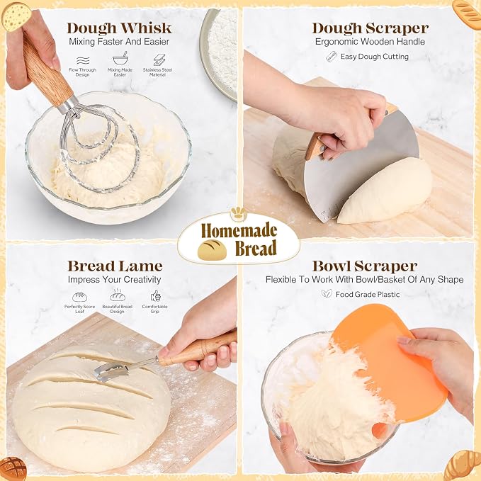 Sourdough Starter Kit, Sourdough Bread Baking Supplies, Sourdough Kit for Modern Home and Kitchen, Sourdough Bread Basket, Sour Dough Kit, Bread Making Tools Kit Gifts for Bakers Women Wife Mom - Image 5