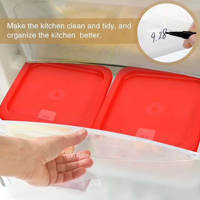 2 Pcs Square Food Storage Container Polycarbonate Clear Food Container with Red Lid Commercial Rice Storage with Red Graduations for Commercial Kitchen (6 Qt) - Image 5