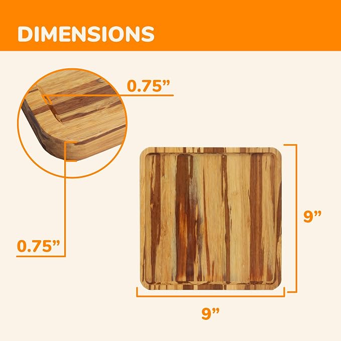 BambooMN Rectangular Nested Bamboo Serving Tray - Tiger Stripe - 9 x 9 x 0.75 - Image 3