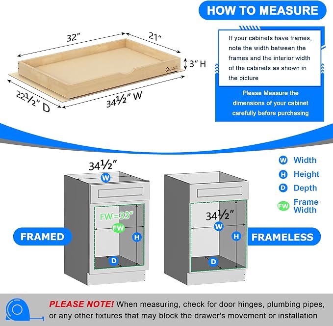 WelFurGeer Soft Close Pull Out Drawers for Kitchen Cabinets, 32" W x 21" D Pull Out Cabinet Organizer, Heavy-Duty Cabinet Organizer, Space-Saving Pullout Drawer for Home & Kitchen Organization - Image 5