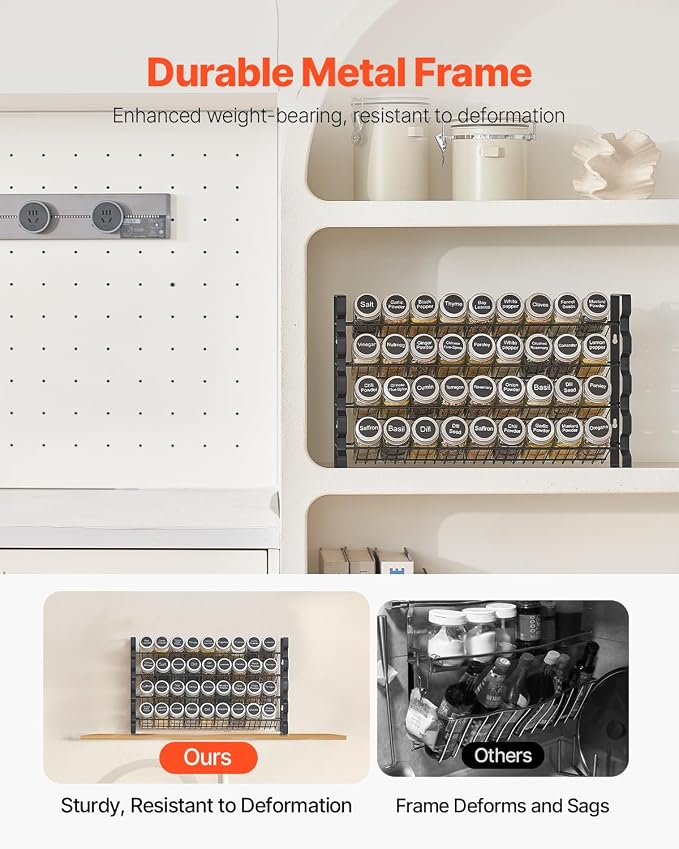 VEVOR Spice Rack Organizer for Cabinet, Spice Organizer with 36 Empty Spice Jars, Lids, Spice Labels, and Funnel Complete Set, Seasoning Organizer for Countertop, Kitchen, Pantry, Cupboard, 18x11 in - Image 5
