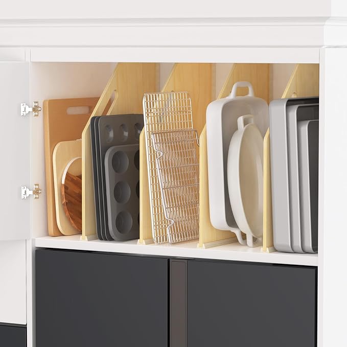 4 Pack Wood Tray Dividers for Cabinet, Cookie Sheet Organizer for Cabinet | No cutting required, Premium Wood, 2 Assembly Methods, Kitchen Cabinet Dividers for Storing pans, Baking tray, Cutting Board - Image 7