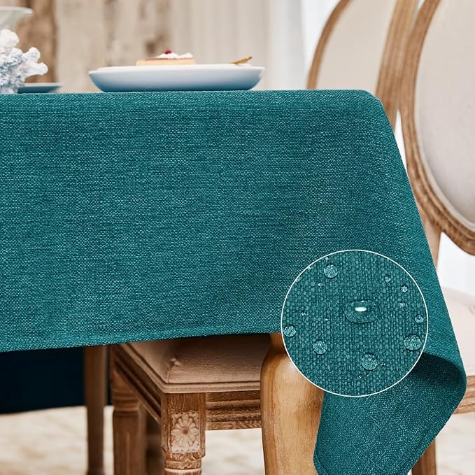 BALCONY & FALCON Rectangle Table Cloth Waterproof Teal 55"x55" | Square Washable Wrinkle Resistant Table Cloth Linen Fabric Tablecloths for Dining Party Kitchen Wedding and Outdoor Use by BALCONYFALCON