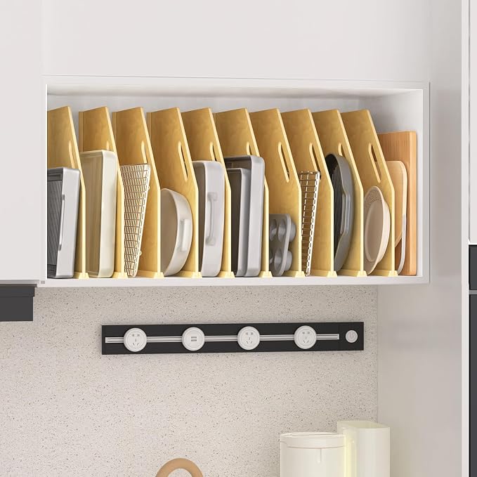 10 Pack Wood Tray Dividers for Cabinet, Cookie Sheet Organizer for Cabinet | No cutting required, Premium Wood, 2 Assembly Methods, Kitchen Cabinet Dividers for Storing pans, Baking tray, Cutting Board - Image 7