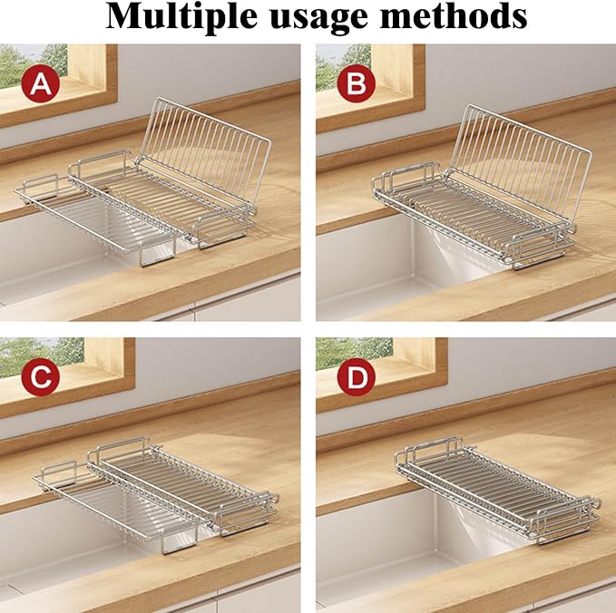 Dish Drying Rack Stainless Steel Collapsible Foldable Small Dish Rack Countertop Portable Drainer for Kitchen Dorm RV Campers Travel Trailer Space Saving - Image 4