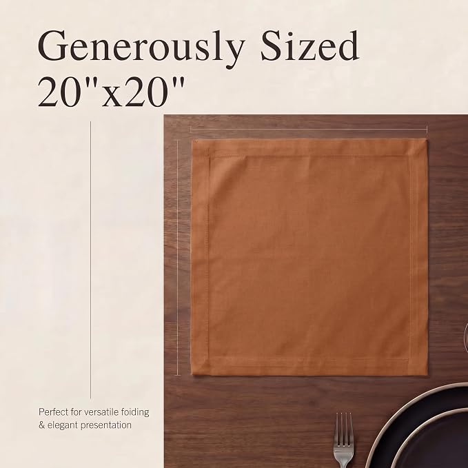 Urban Villa Cloth Napkins Cotton 20x20 (Set of 12) Rust - Image 6