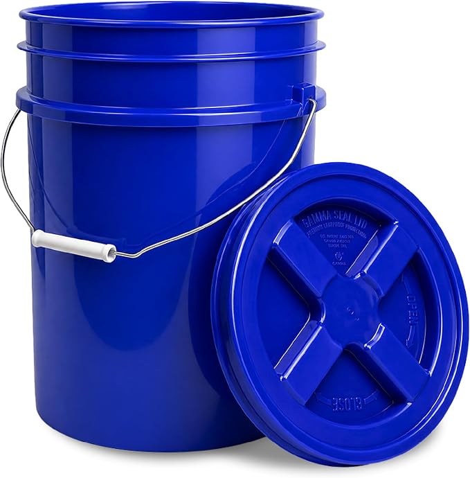 5 Gallon Bucket - Food Grade w/Lid BPA-Free, Blue/Blue, 1 | Airtight Gamma Seal Screw-On Lid, Heavy-Duty 90 Mil HDPE Plastic, Food Safe and Durable Container, Bulk Storage, Made in USA by ePackageSupply