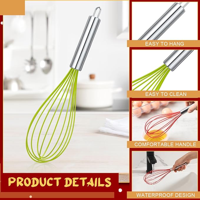 FoldTier 36 Sets 12 Inch Christmas Whisks Gifts DIY Fillable Christmas Tree Ornaments Xmas Colored Silicone Whisks for Cooking Heat Resistant Egg Beaters with Card Rope Bag for Candy Holder - Image 3