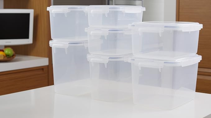 Lustroware Jumbo Food Storage Container Set of 2 with Lids – 12 & 17 Quart Airtight Latching Boxes, Heavy-Duty Stackable Bins for Rice, Flour, Pet Food, Closet, Pantry, Kitchen, Pantry, Made in Japan - Image 2