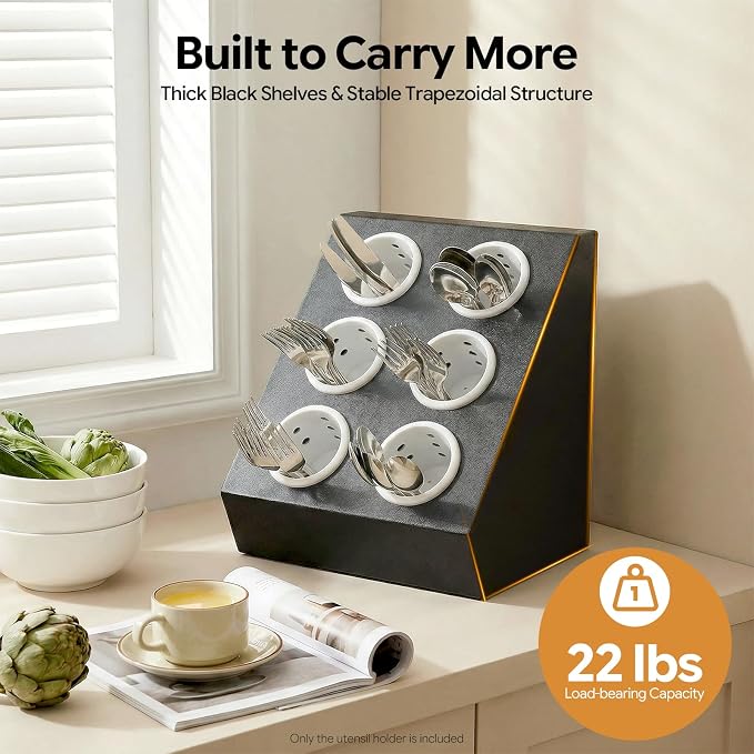6-Compartment Plastic Utensil Holder，Flatware Cylinder Storage Caddy for Kitchen, Bars, Coffee Shops, Restaurants, Hotels - Image 6