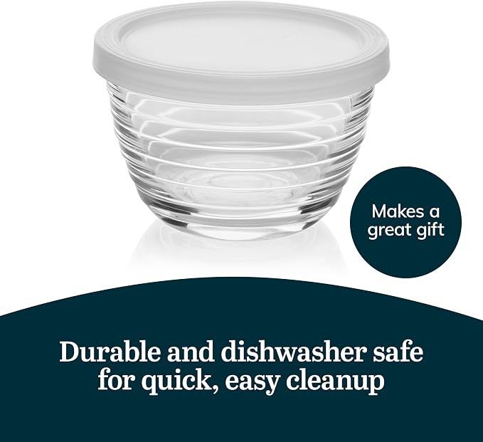 Libbey Small Glass Bowls with Lids Set of 8, Food Storage Prep Containers | Set of 8 Glass Bowls with Secure Lids Store Leftovers, Snacks, Sauces & Meal Prep Ingredients; Dishwasher Safe for Daily Use - Image 5