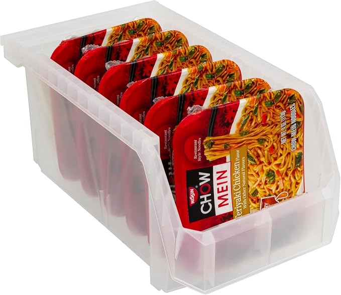 Akro-Mils ReadySpace Large Stackable Plastic Storage Bins, 6-Pack, Clear | Open-Front Stackable Bins For Garage, Pantry, Closet & Office, 14,8"L X 8"W X 7"H, Nests When Empty, Durable Plastic, - Image 6