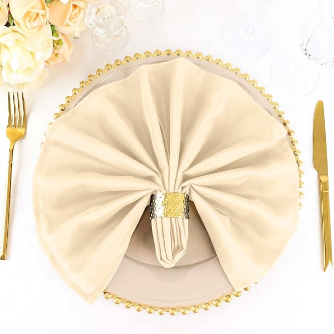 Efavormart Premium Cloth Napkins Set of 5, 20x20 Inch Beige Seamless Dinner Napkins, Washable Linen Table Napkin Cloth with Hemmed Edges for Weddings, Party and Banquet - Image 6