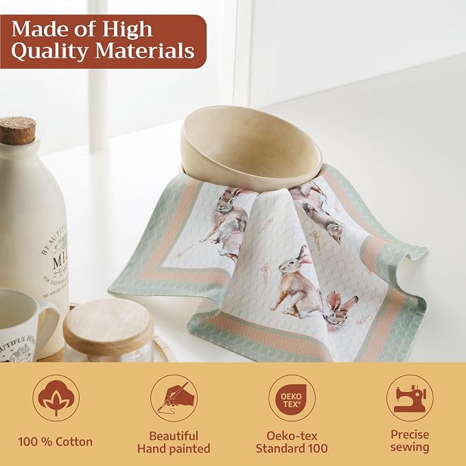 Maison d' Hermine Cloth Napkins Set of 4 Reusable 100% Cotton (18" x 18") | Everyday Square Napkins Cloth Washable Dinner Party Wedding Restaurant Hotel Kitchen Spring Summer - Rabbits At Dawn - Image 3