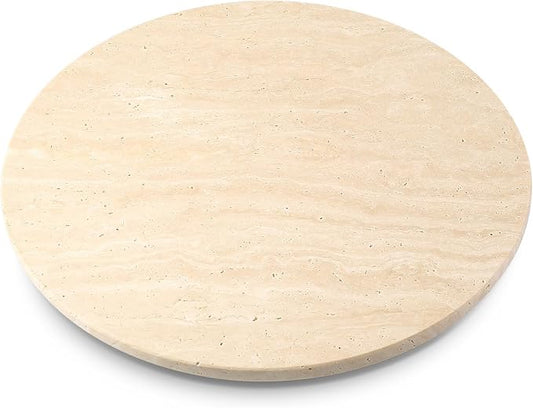 16'' Beige Marble Lazy Susan Travertine Turntable for Kitchen Dinning, Marble Lazy Susans Organizer for Cabinet, Serving Rotation Spinning Tabletop Organizer Swiveling, Spice Rack Storage by Koville