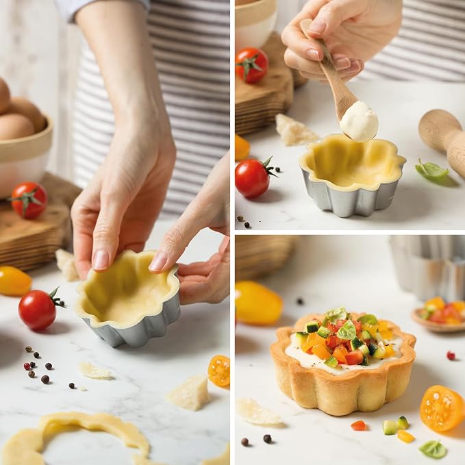 Decora 0075050 Non-Stick Steel Round Design Tart Pan 3.14" Diameter x 1.18" High with Loose Removable Bottom, for Easy Demolding, Professional Design Registered, Patented - Image 3
