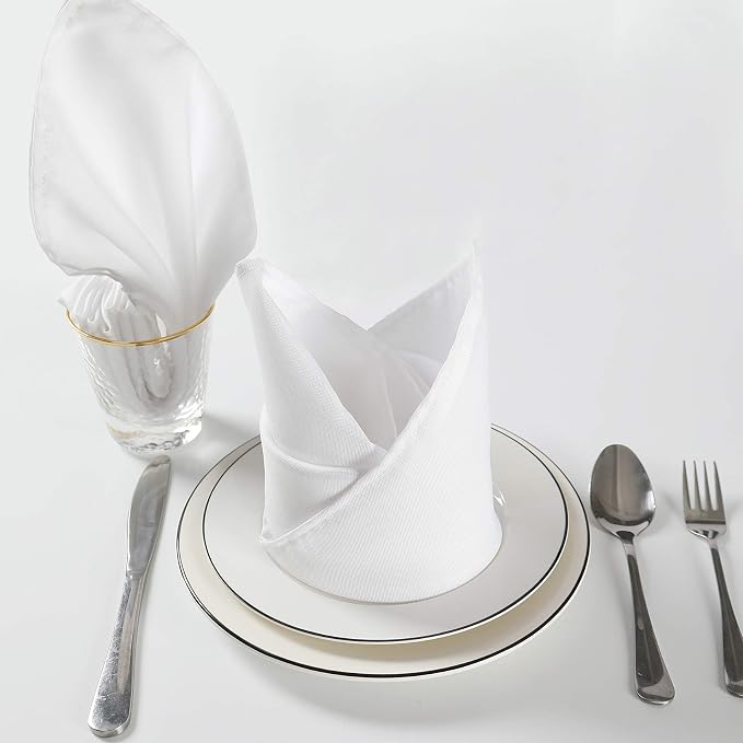 Cloth Napkins 20x20 inch Washable Polyester Dinner Napkins Soft Table Napkins for Wedding Party Dining Banquet(White,25PCS) - Image 5