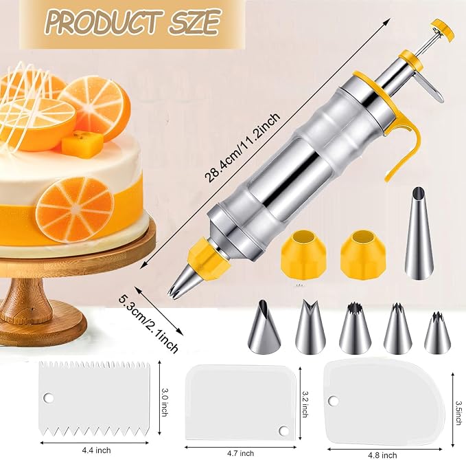 Icing Sets for Cake Decorating, Stainless Steel Icing Piping Kit Cake Decorating Tools, Piping Icing Syringe Set for Cupcake, Dessert Syringe Nozzles, DIY Frosting Baking Tools with 6 Pcs Nozzles | Reusable Piping Bags and Nozzles Set, Icing Piping Kit... - Image 4