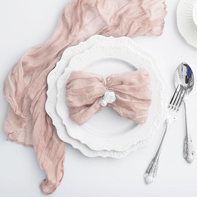 100 Pack Dusty Pink Cloth Napkins 21x21 Inches Dusty Pink Cheesecloth Napkins Set of 100 Washable Dinner Table Napkins for Wedding Bridal Baby Shower Party Rustic Boho Cotton Gauze Party Table Decor - Image 4