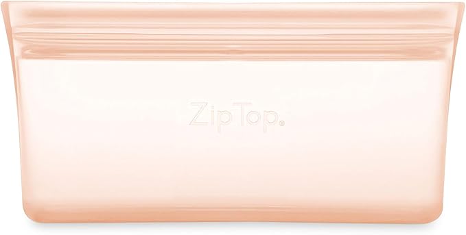 Zip Top Reusable Food Storage Bags | Snack Bag [Peach] | Silicone Meal Prep Container | Microwave, Dishwasher and Freezer Safe | Made in the USA - Image 2