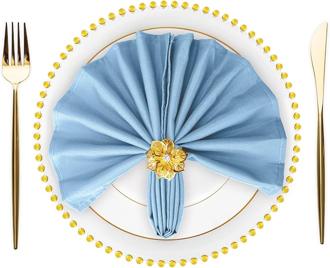 SuperO Set of 80 Cloth Napkins 17 x 17 Inch, Polyester Solid Washable Dinner Napkins with Hemmed Edges,Great for Restaurant, Wedding and Party(Blue Mist) by SuperO