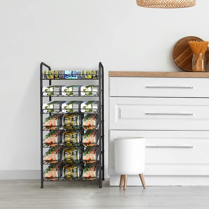 Vrisa Can Organizer for Pantry 7-tier Can Rack Organizer Metal Can Storage Dispenser Rack Holds up to 84 Cans for Canned Food Kitchen Cabinet or Pantry Shelf Black - Image 5