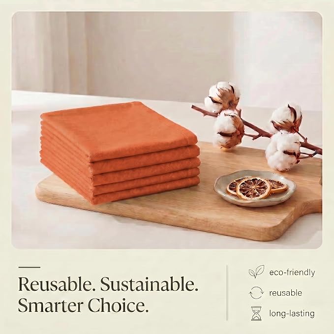 Urban Villa Kitchen Towels Cotton Dish Towels 20”x30” (Set of 6) Orange - Image 8