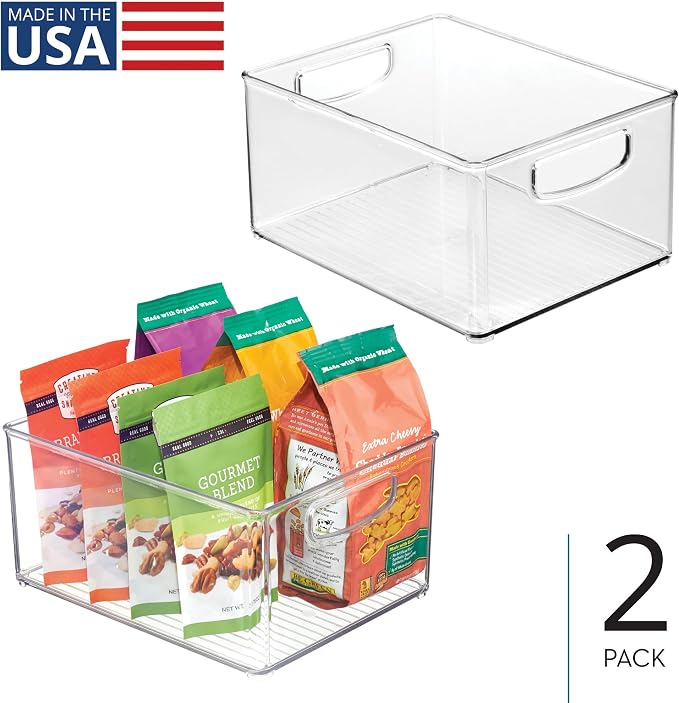 iDesign Stackable Clear Plastic Bin with Handles, 2-Pack | Kitchen Organizers and Storage, For Fridge and Pantry - Image 2