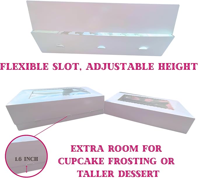 SEROJA 10 Pack Cupcake Boxes 24 Count with Lid - Stackable Cupcake Carrier for 240 Cupcakes, Sturdy Disposable Containers for Mini and Standard Cupcakes, Muffins & Pastries （20.1x13.8x4 Inch） - Image 7