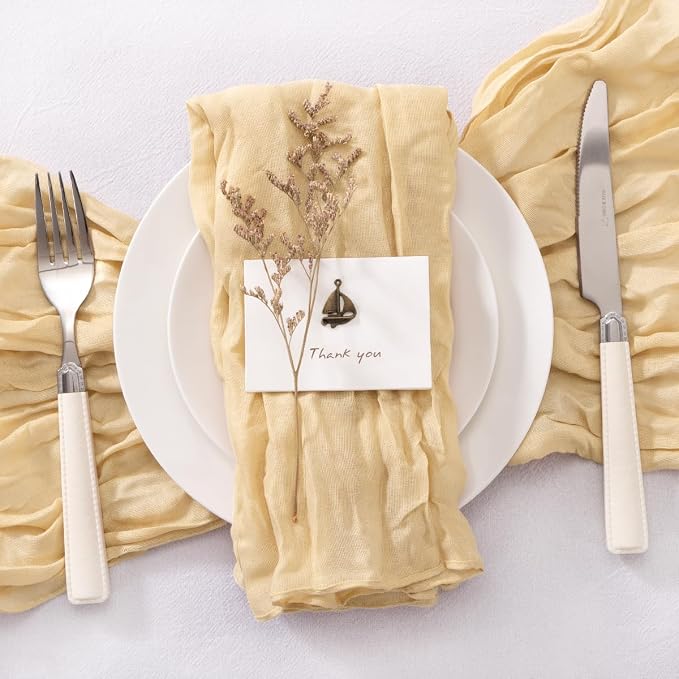 Cheesecloth Napkins Champagne Cloth Napkins Bulk Table Napkin,Set of 50 | 21''x21'',Washable Boho Table Gauze Fabric Napkins,for Wedding Baby Bridal Shower Dinner Party Decor - Image 4