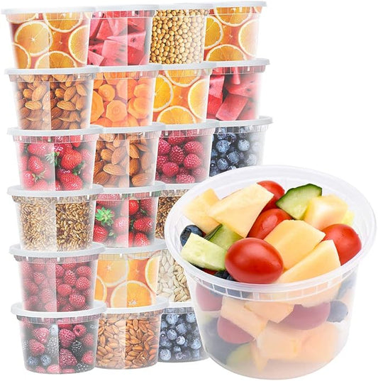 Glotoch Express 24 Sets 16 oz Deli Containers with Lids,Leakproof&BPA-Free | Plastic Soup Containers with Lids,Airtight Takeout Food Storage Containers for Soup,Freezer/Microwave/Dishwasher Safe by GlotochExpress