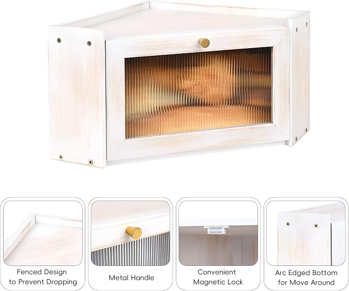Bread Box for Kitchen Countertop with Acrylic Window White | Farmhouse Bread Storage Container, Large Pantry Organizers for Homemade Snacks, Loaves, Breathable Keeps Bread Fresh - Image 5