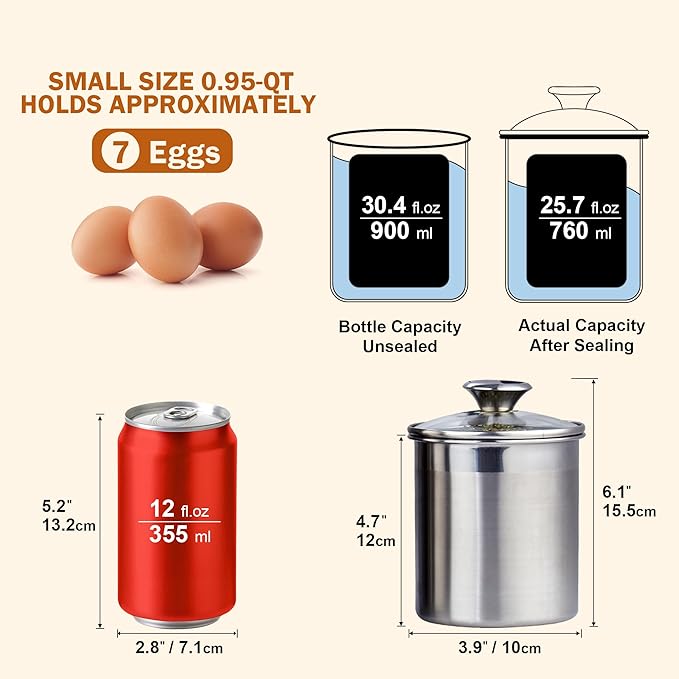 Cooks Standard Airtight Kitchen Canister Set for Coffee, Flour & Sugar Storage – Stainless Steel Food Storage Containers with Glass Lid – Pantry Organization Jars, 4 Pack - Image 2