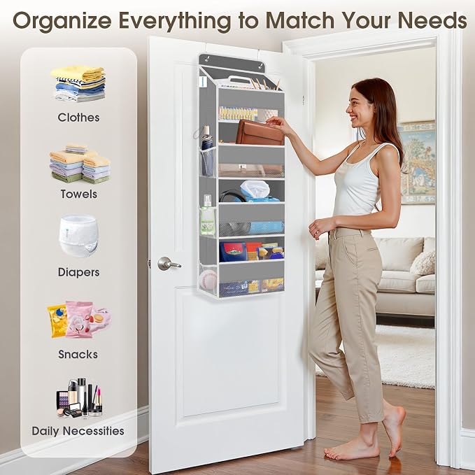 2 Pcs Over The Door Organizer Large Capacity Hanging Storage Room Organizer | 40 lb Capacity, Ultra-Sturdy, Foldable, Mesh Design with Clear Window, Space-Saving Organizer for Pantry, Nursery & Closet - Image 6