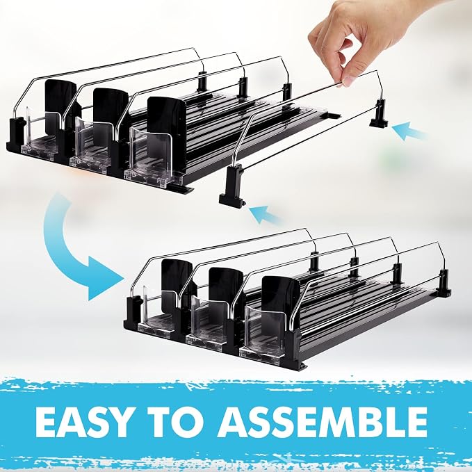 Drink Dispenser for Refrigerator, Self-Pushing Soda Can Organizer for Fridge, 3 Rows has been Assembled, Automatic Can Organizer with Spring Loaded for Refrigerator Holds 15 cans, Black - Image 7