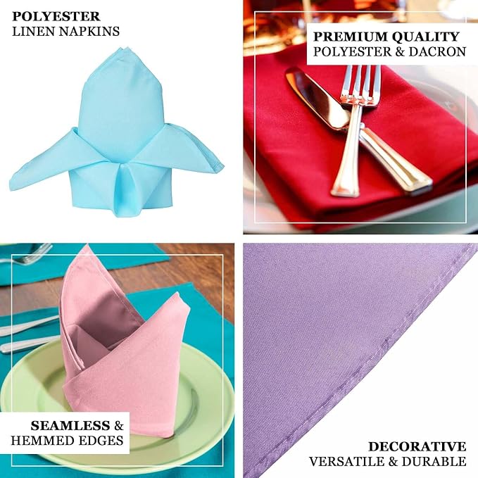 Efavormart Premium Cloth Napkins Set of 5, 20x20 Inch Eucalyptus Sage Green Seamless Dinner Napkins, Washable Linen Table Napkin Cloth with Hemmed Edges for Weddings, Party and Banquet - Image 4