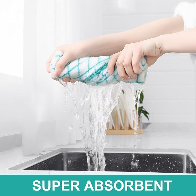 Homaxy Large Premium Cotton Kitchen Towels 16"x 28", 6 Pack, Aqua | Natural Ring Spun 390 GSM Dish Towels, Super Absorbent Terry Kitchen Hand Towels, Soft Tea Towels with Hanging Loop - Image 3
