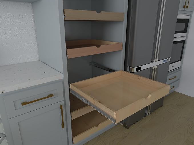 Solid Wood Pull Out Drawer 27" W × 21" D for Kitchen Cabinets, Roll Out Tray with Full Extension Slides, Natural Wood, DIY Assembly - Image 8