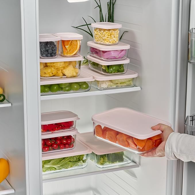 Glass Food Storage Containers with Lids — 6 Piece — 17.6 oz Glass with BPA-Free Leakproof Stackable Lids — Microwave, Oven & Dishwasher Safe — Ideal for Meal Prep & More - Berry Blush - Image 6