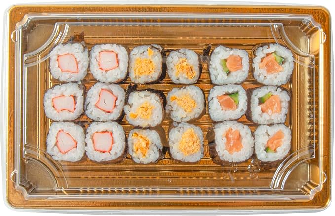Restaurantware Plastic Sushi Trays 100 Pack of 8.2 x 5.3 x 1.57 Inch With Clear Lids Leak-Resistant Sushi Take Out Boxes Stackable Containers For Grab-And-Go - Image 10