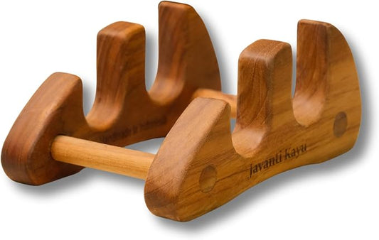 Chopping Board Stand – Teak Wood – Premium Handmade Holder Organizer for Boards, Drying Rack, Single or Dual Slot, Fits Thick Boards, Air-Dry Base (2 Slots (1.3 in Thickness)) by Unknown
