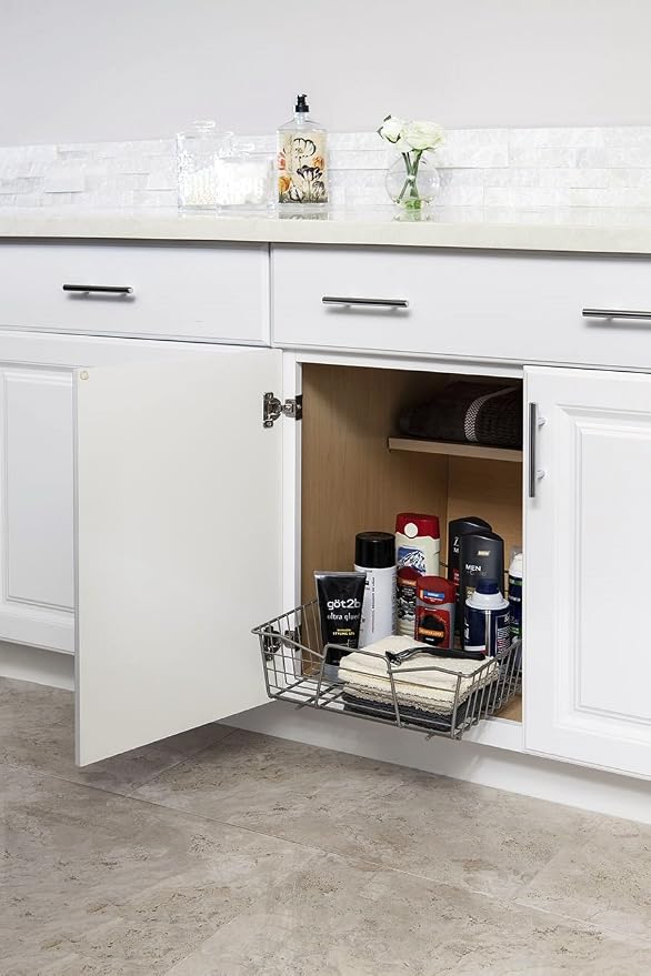 ClosetMaid 14 in. Pull Out Cabinet Organizer, Heavy Duty, Slide Out Pantry Shelves Drawers for Kitchen, Bathroom, Nickel - Image 4
