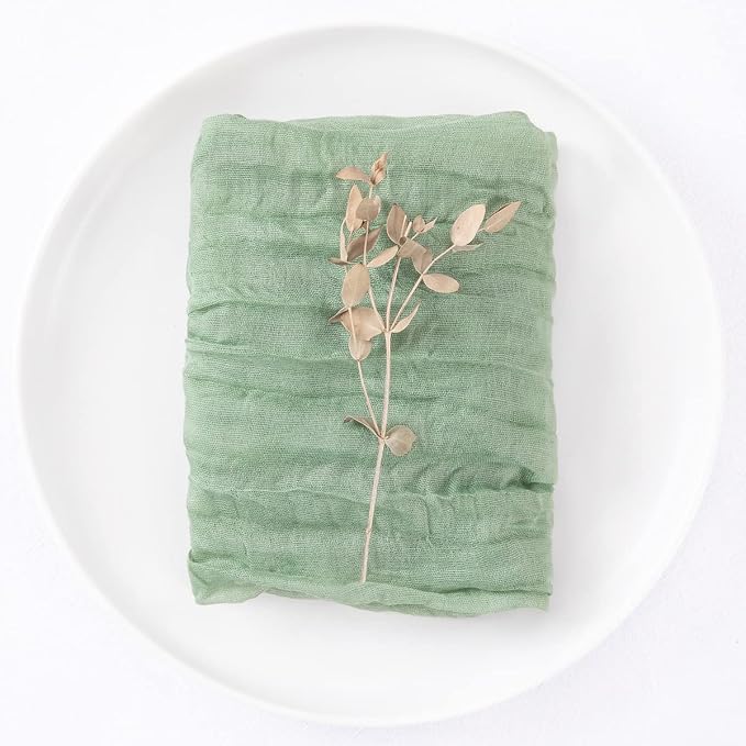 DeZerlor Sage Green Washable Cheesecloth Napkins Set of 20 for Party | Reusable Summer Cloth Napkins Bulk, for Wedding Bridal Baby Shower Dinner Cocktail Birthday Home, 21x21 Inches - Image 5