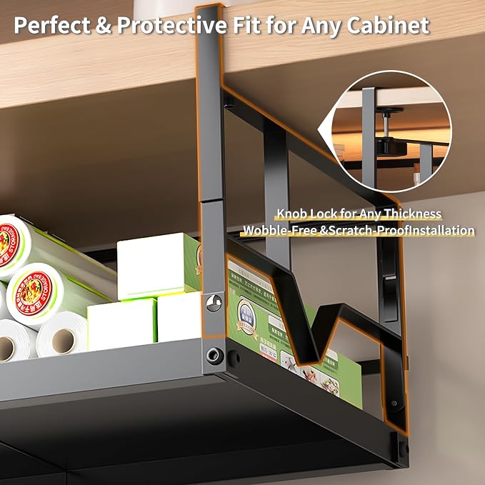 PrueBox Under Shelf Storage Basket Organizer Adjustable Heavy Duty Hanging | Fit 1-2.17"Thick Shelves Solid Metal Panel Knob Lock Under Cabinet Shelf for Kitchen LaundryRoom Closet RV Bookshelf Pantry - Image 3